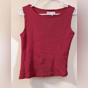 Casual Corner Red Fitted Sleeveless Tank Top